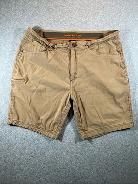 Hawke & Co Men’s Hiking Shorts 36 Khaki Stretch Utility Outdoor Travel Cargo